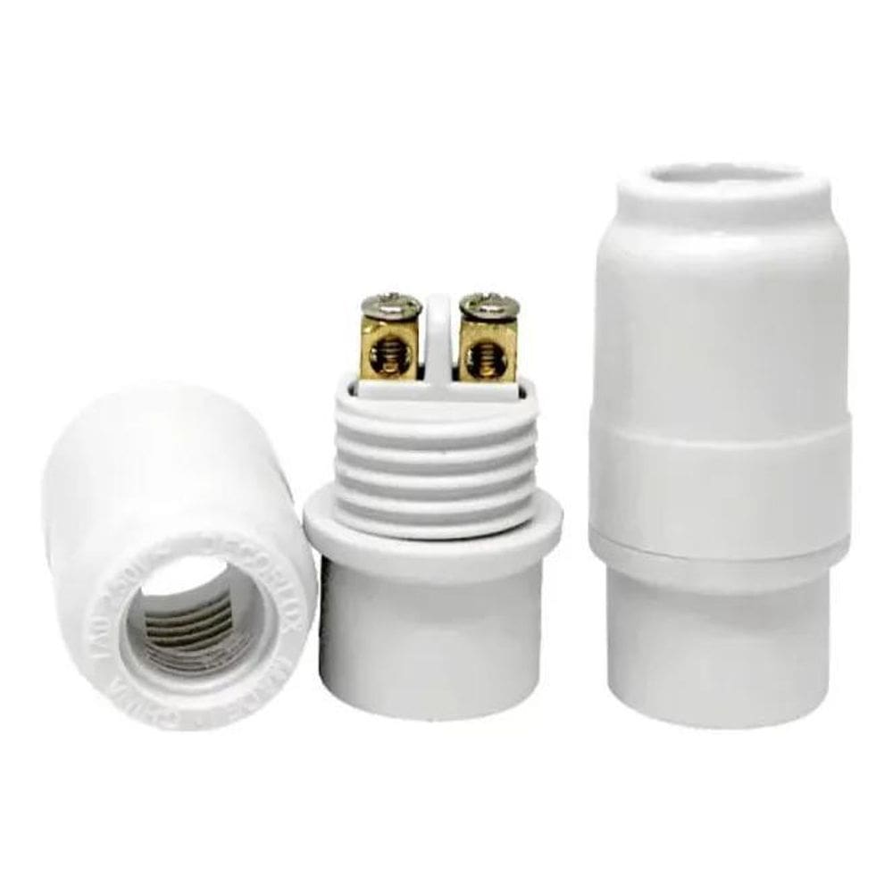 10X Kit 12 Bocal Pendente Soquete E14 Plástico Branco Decor