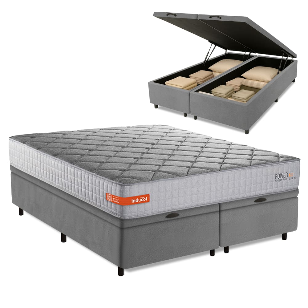 Cama Box Baú Casal King Espuma Softgel Power 193x203x63cm