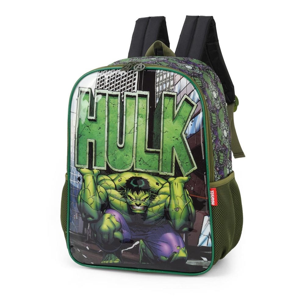 Mochila Escolar Hulk - Luxcel, Preta, 41x30x14cm