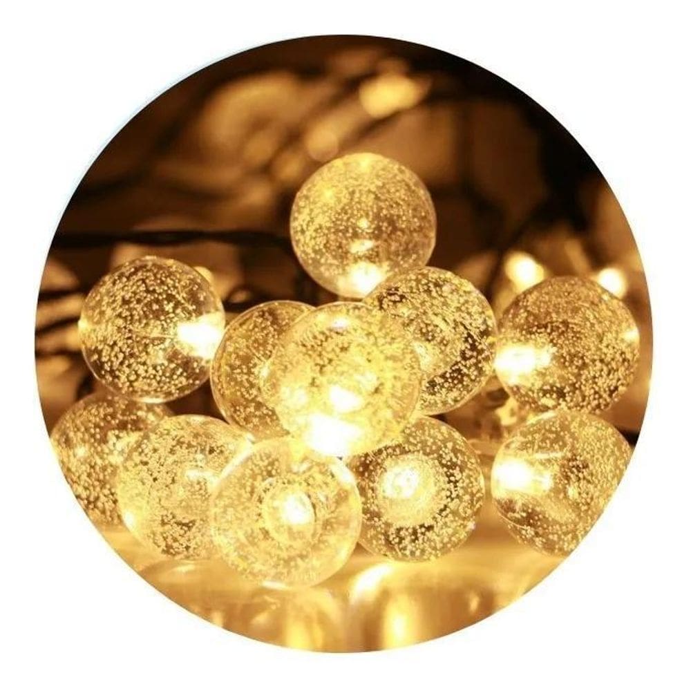 10X Cordão Varal 20 Leds Bolinha Cristal 3M Luz Amarela Pil