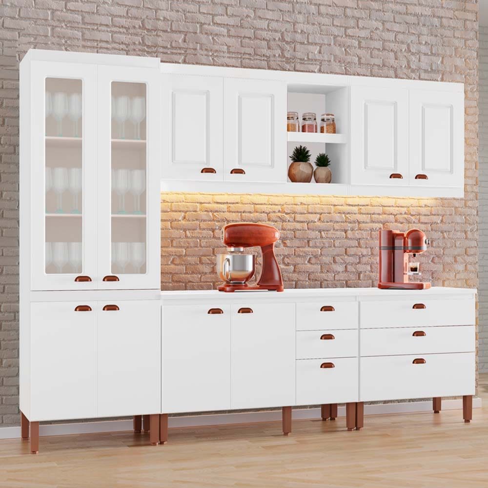 Cozinha Completa Modulada Jessica Tuboarte 100% MDF Premium com 2 Balcões Independentes 10 Portas e 6 Gavetas