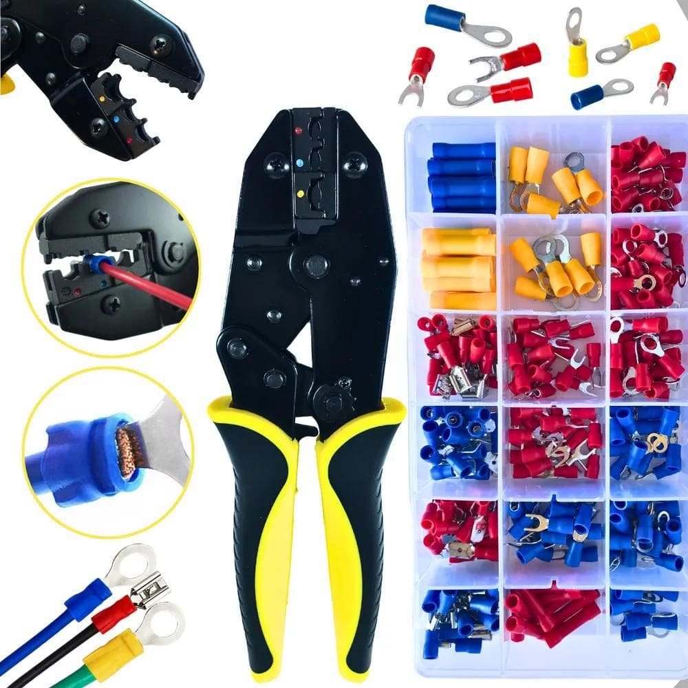 10X Kit Alicate Prensa Crimpar Terminal Elétrico Pré-Isolad