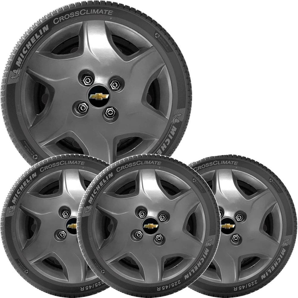 4X Calota Gm Celta Corsa Classic Aro 13 Grafite Emblem 042Cb