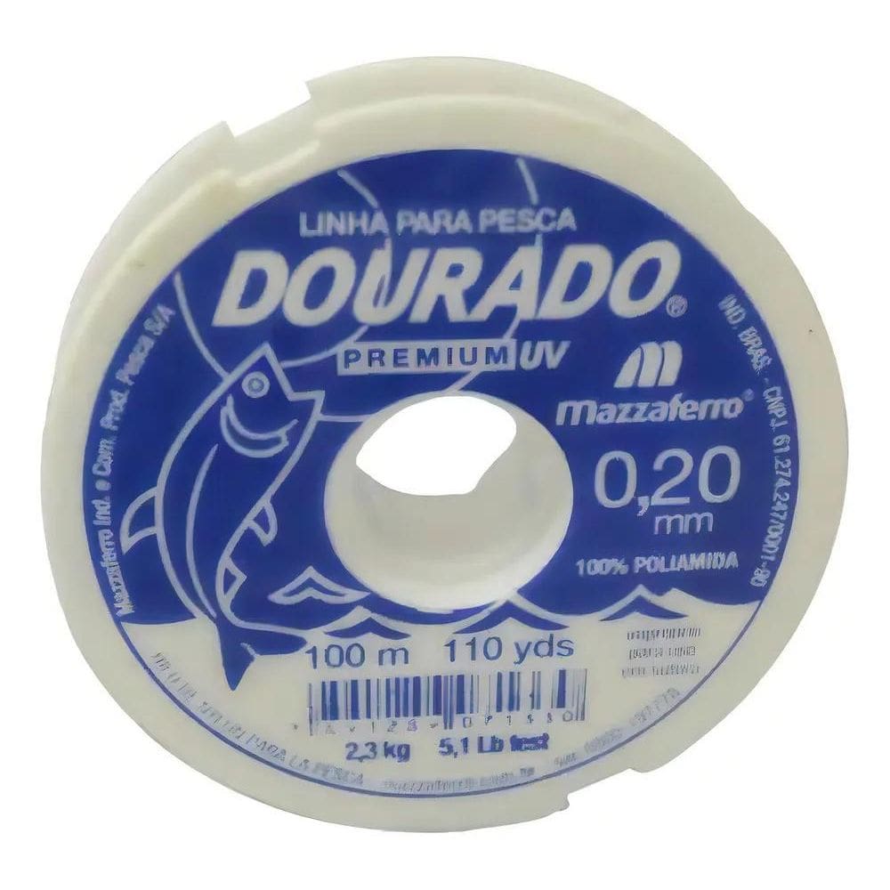 10X Linha Pesca Premium Branca Nylon 0.20Mm X 100Mtrsdourad