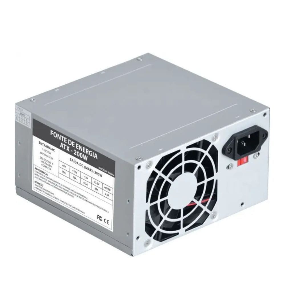 Fonte Atx Vkoem 20+4 200w Real s/ Cabo