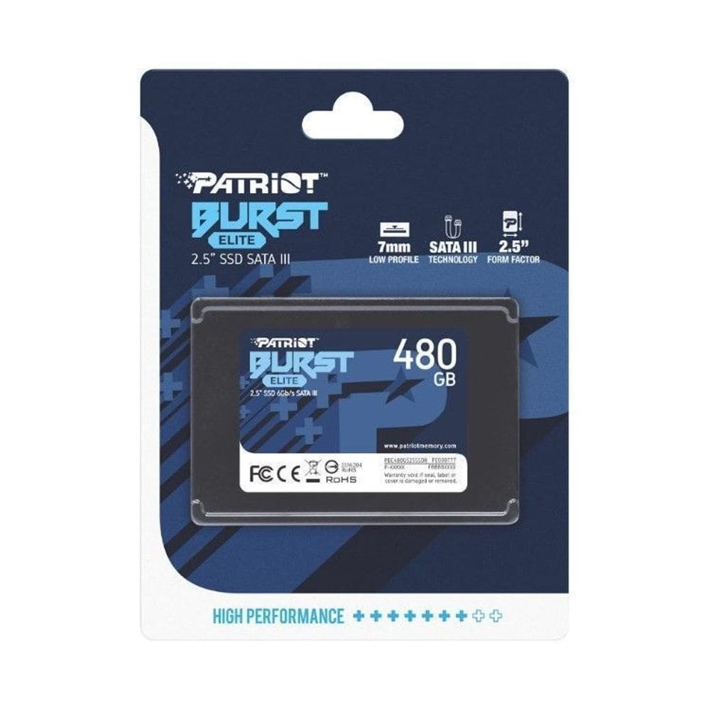 SSD 480 GB Patriot Burst Elite Sata III Leitura 450MB/s e Gravação 320MB/s - PBE480GS25SSDR