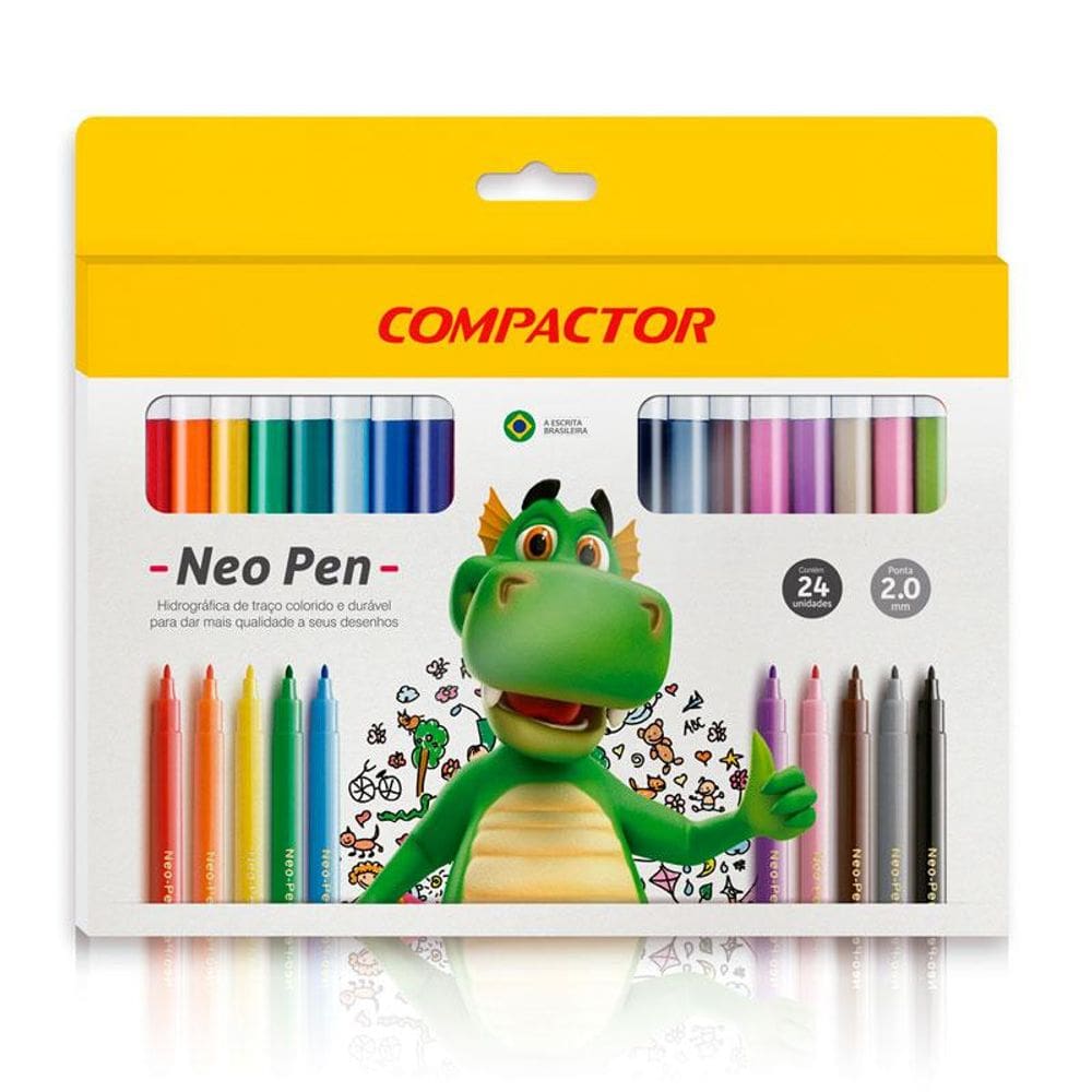 Caneta hidrográfica Neo Pen Gigante 24 cores Compactor