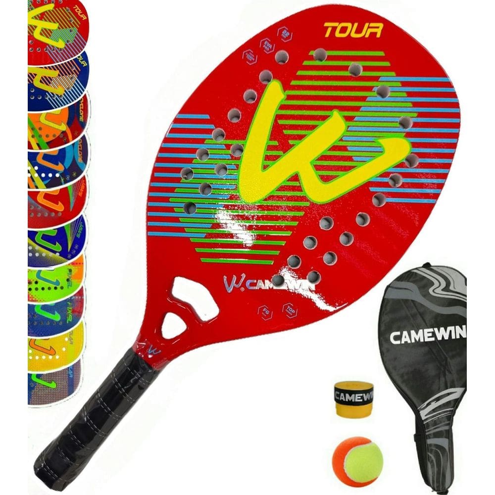 Raquete Beach Tênis 100% Fibra De Carbono Eva Tour Vermelho