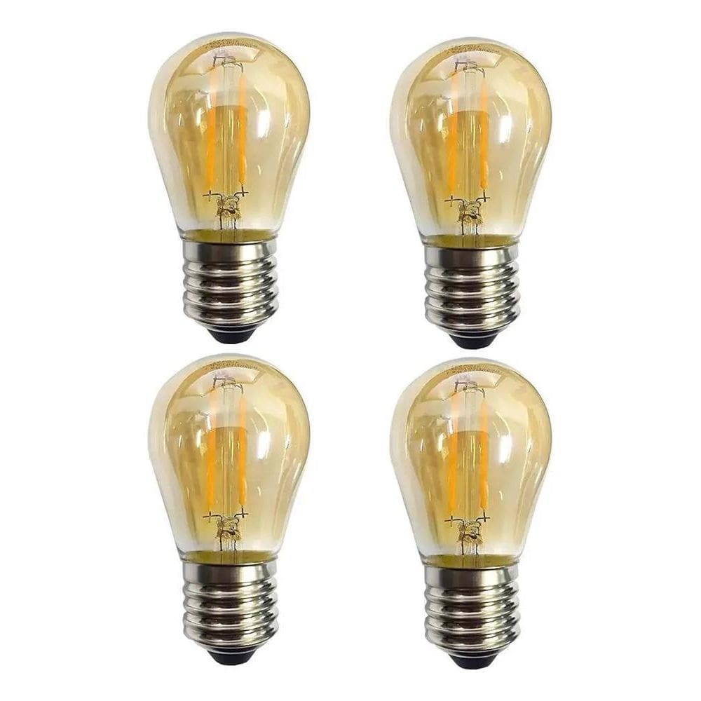 10X Kit 4 Lâmpada Led Filamento G45 2W 2200K Retrô Vintage