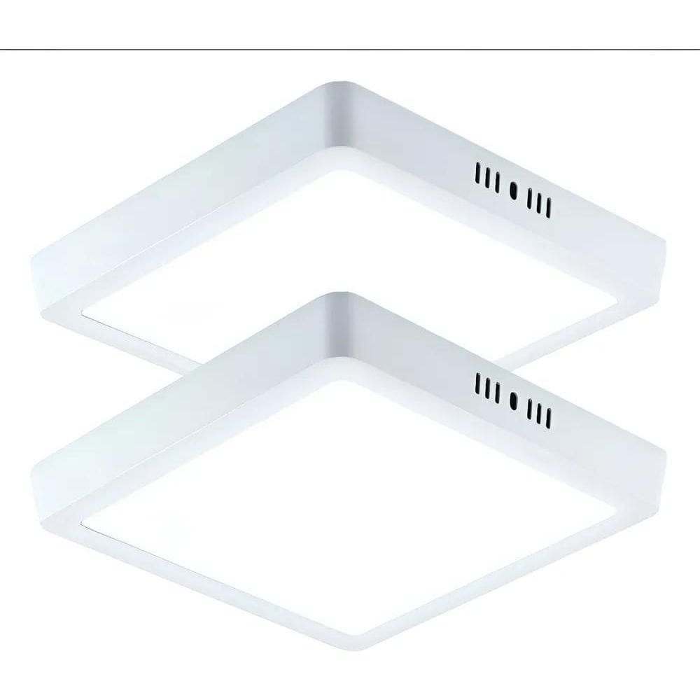10X Kit 2 Plafon Sobrepor 25W 21X21 Quadrado 6500K Branca F