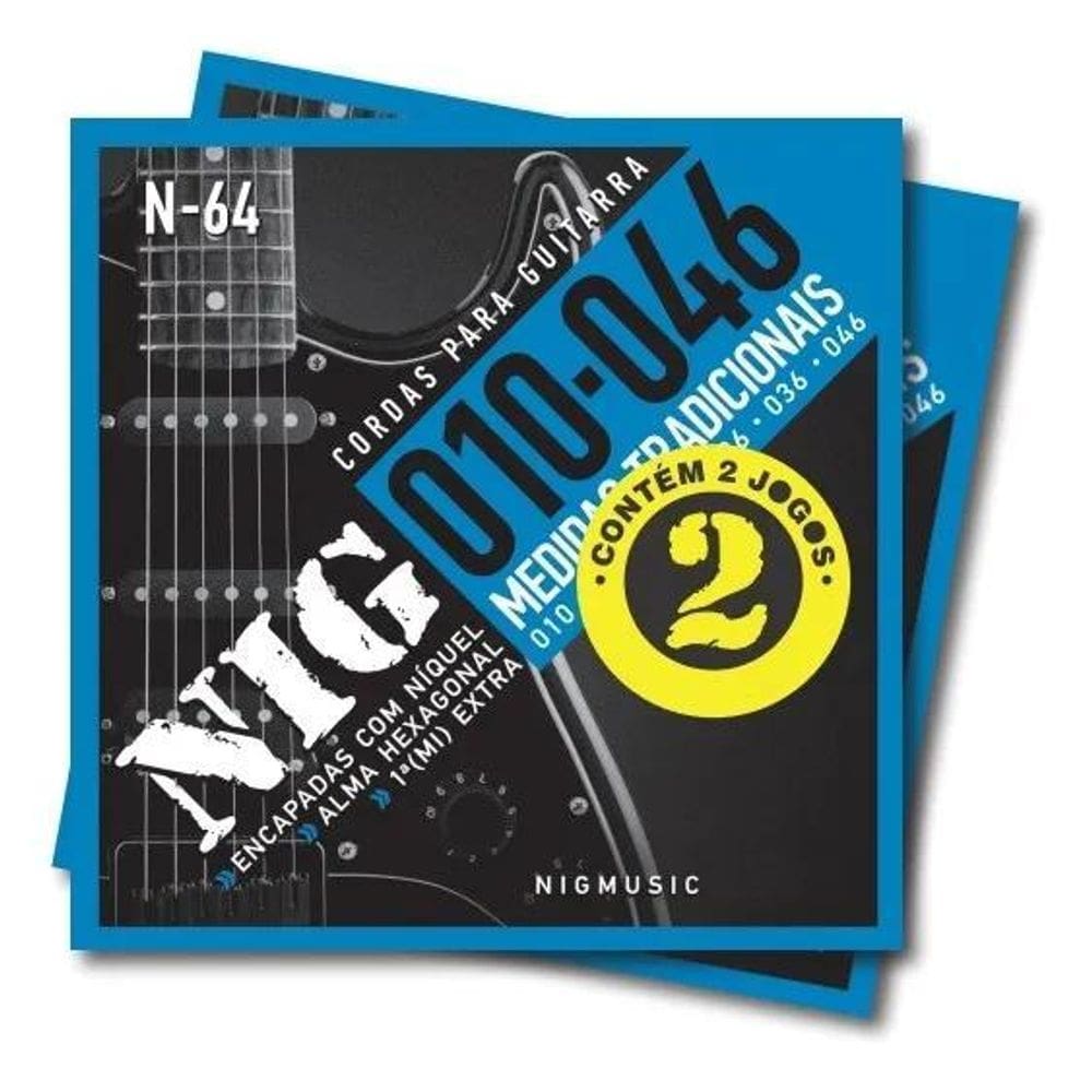 10X 2 Encordoamentos Nig .010 Para Guitarra - Acompanha Mi