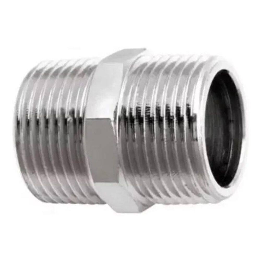 10X Niple Sextavado 1/2 X 1/2 Metal Para Flexível / Engates