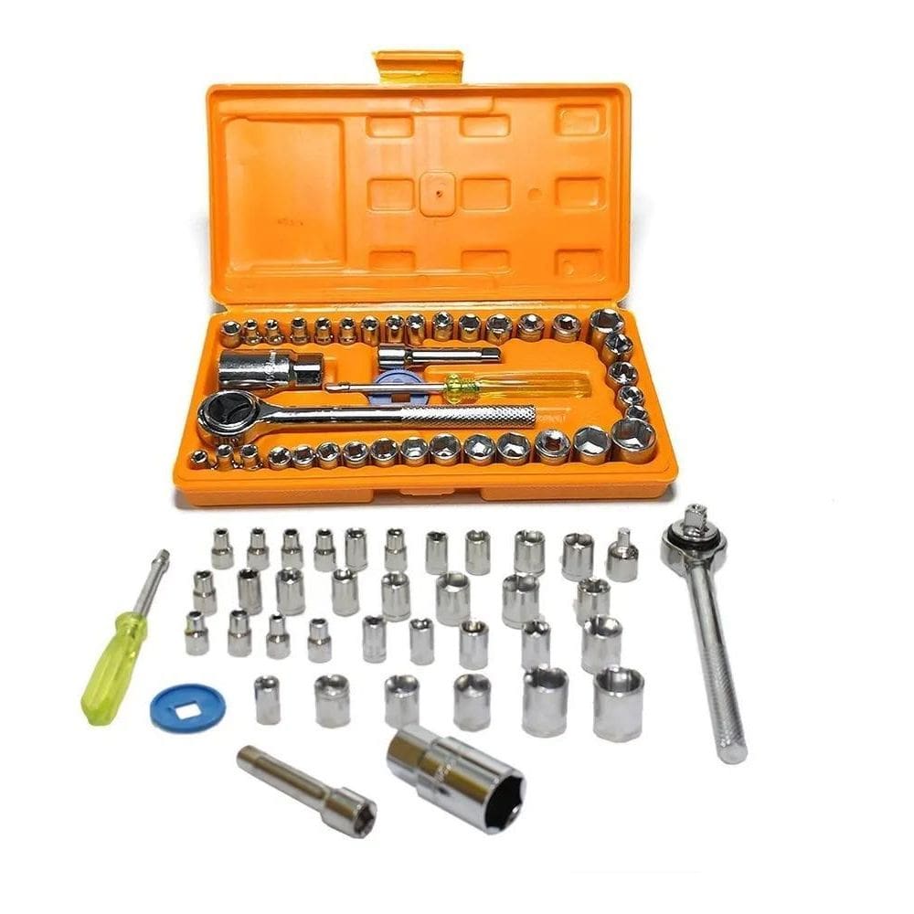 10X Jogo Soquete Chave Catraca Reversível 40 Peças Com Male