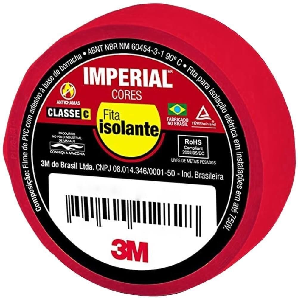 Fita Isolante Imperial 18 Mm X 10 Metros Vermelha - Hb004298095 - 3m
