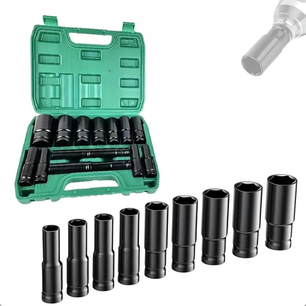 10X Jogo Soquete Longo Sextavado Impacto 1/2 8 A 32 Mm 15Pc
