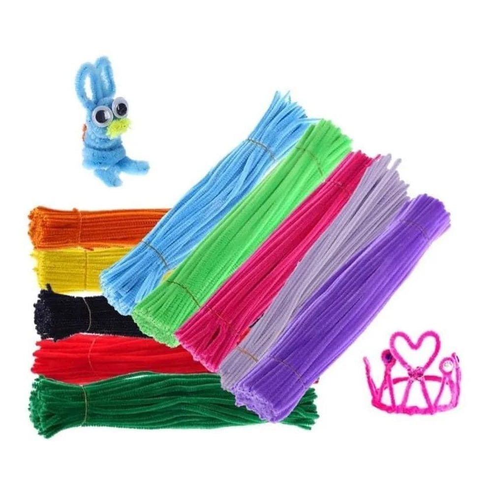 10X Haste De Chenille Colorida 30Cm 100 Unid Arame Multi C