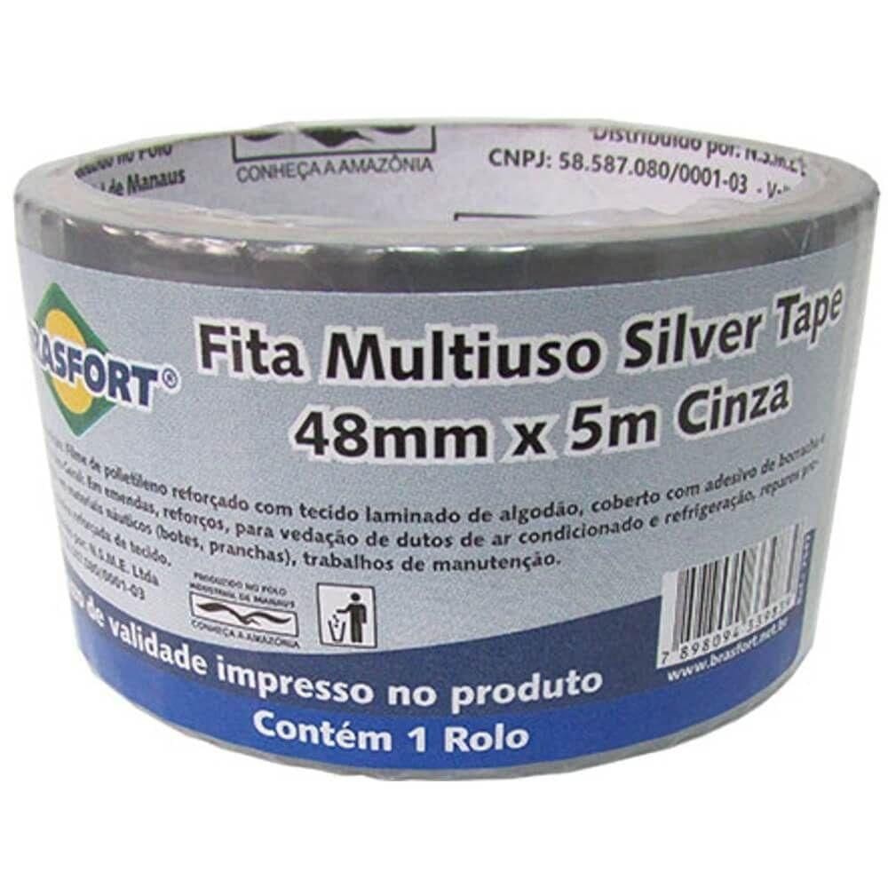 Fita Multiuso Cinza 48 Mm X 5 Metros - 7547 - Brasfort