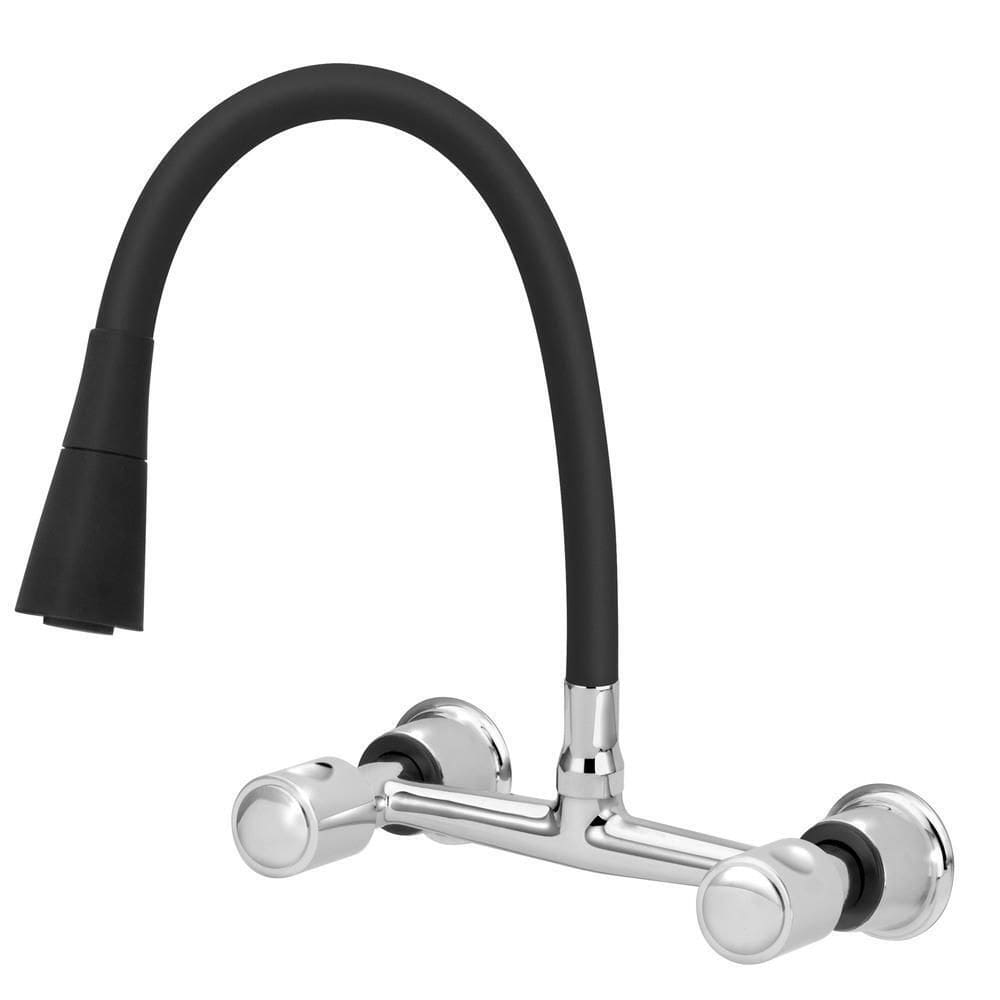 Torneira Misturador Gourmet Preto Flexível Cone Parede