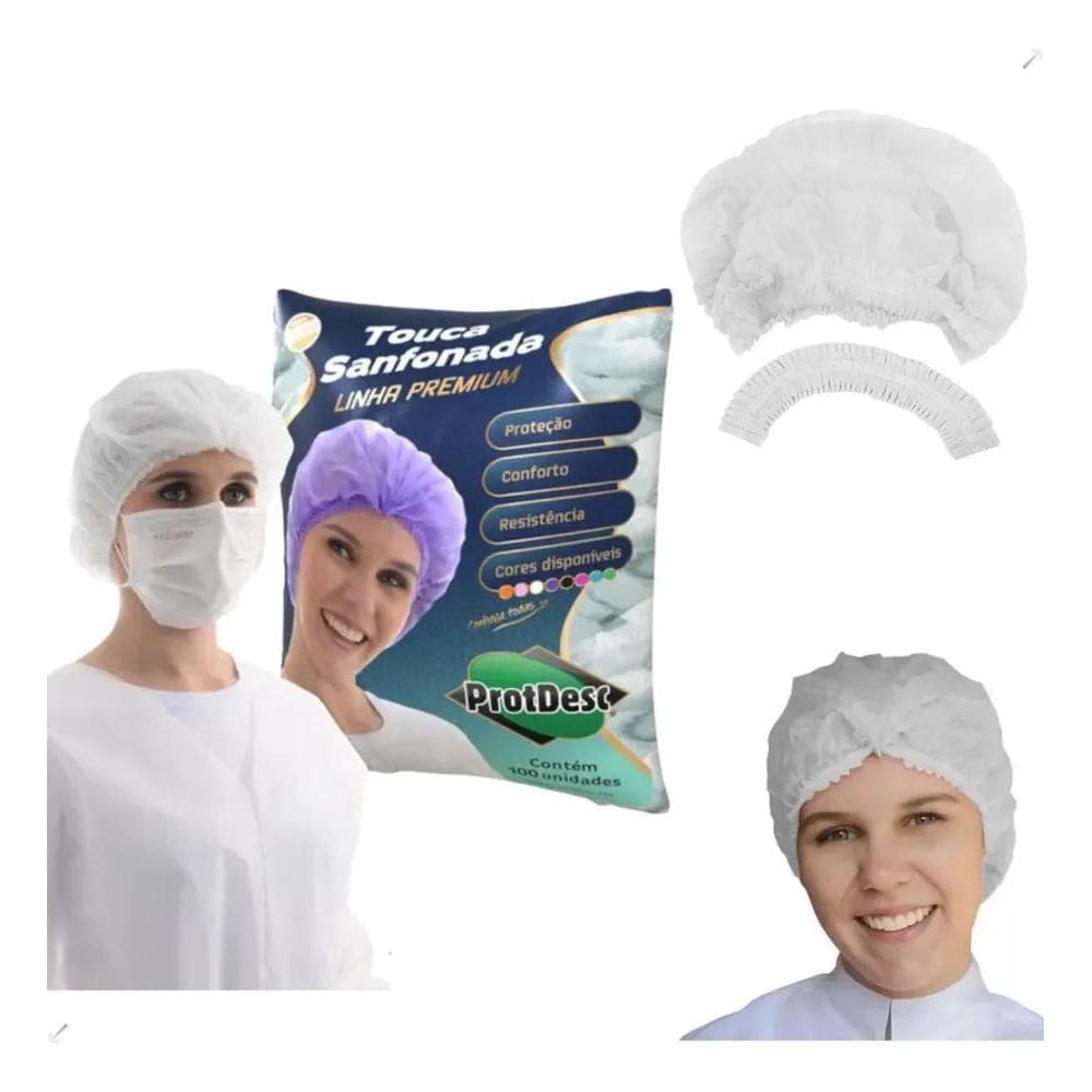 10X Toucas Descartável Sanfonada Protdesc Grande Profission