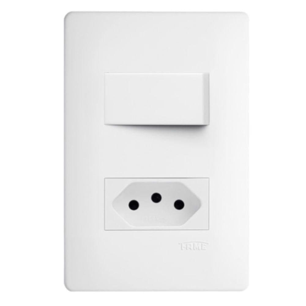 Interruptor Simples + Tomada 20a Com Placa Habitat - 2101 - Fame Inter.simples+tom.20a C-placa Habit Fame 2101