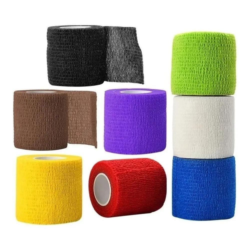 10X Bandagem Elástica Adesiva Flexível Atadura - 5Cm - Kit