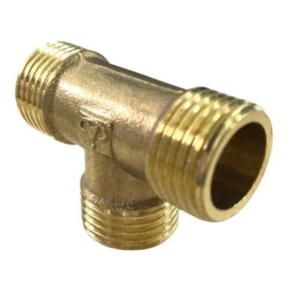 10X Conexão União Em Tee Latão Macho Rosca 1/2 Bsp