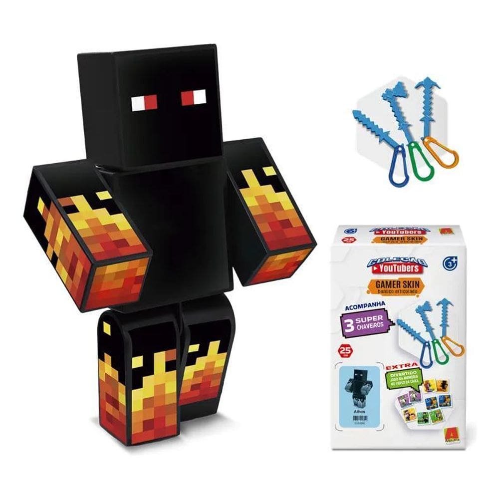 10X Boneco Athos Youtuber Minecraft Articulado 25Cm Algazar