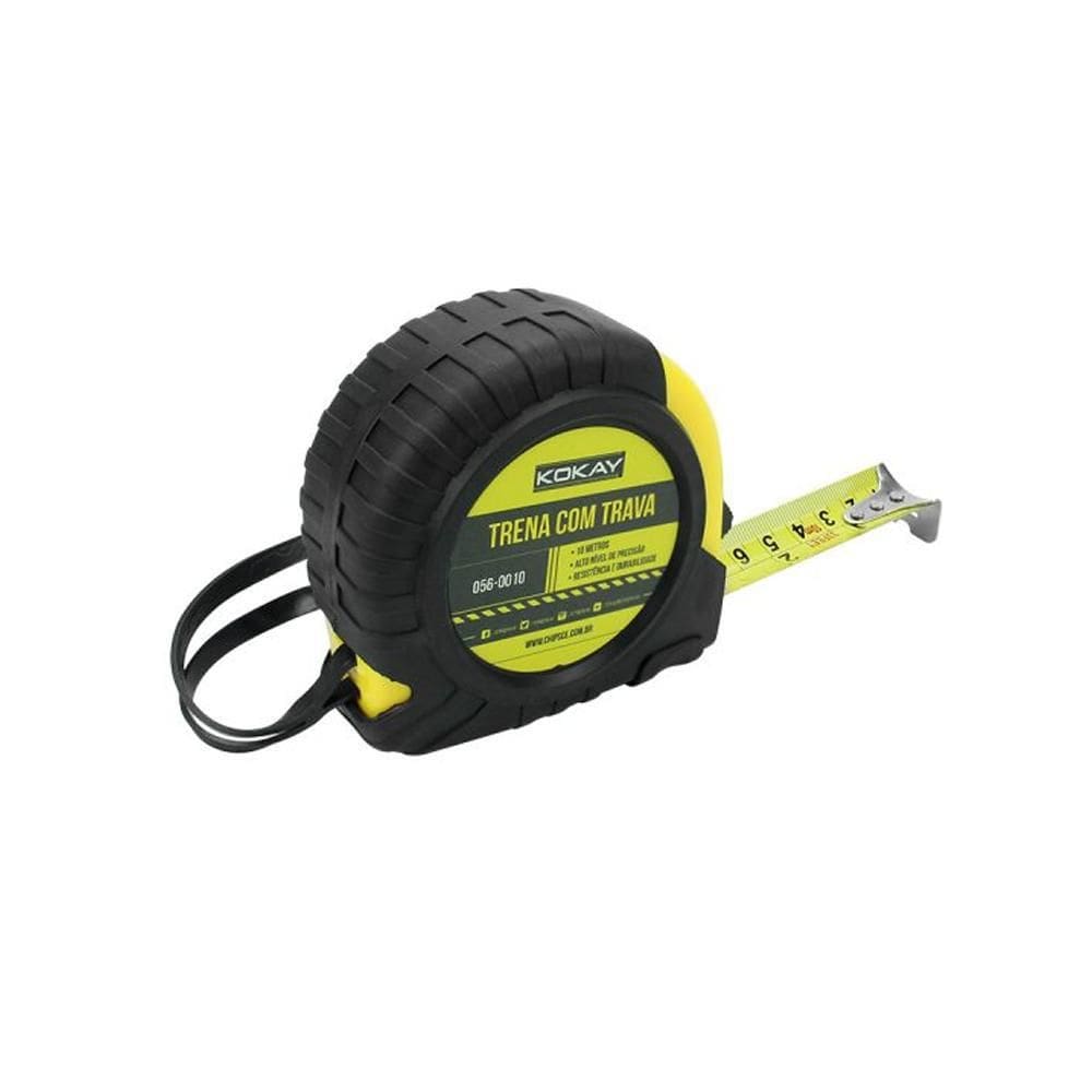 Trena Emborrachada Com Trava Fita Metálica 10 Metros 25Mm