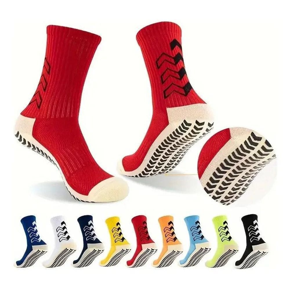 10X Kit 6 Pares Meia Antiderrapante Futebol Esportiva Meião