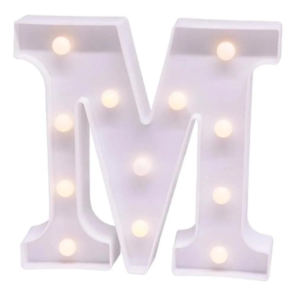 10X Luminária Decorativa Led 3D Letra M Branca 22Cm Decor F