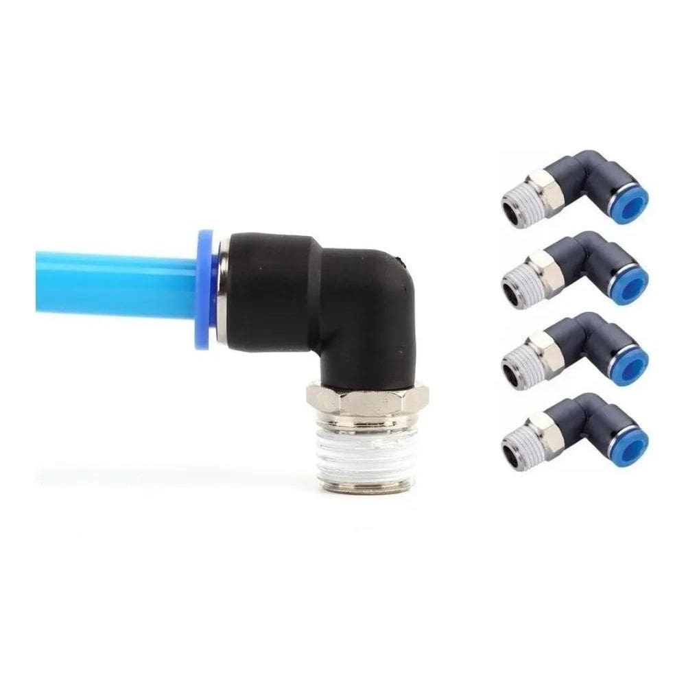 10X Conexão Pneumática Cotovelo Macho 1/4 Npt X 8Mm Tubo -