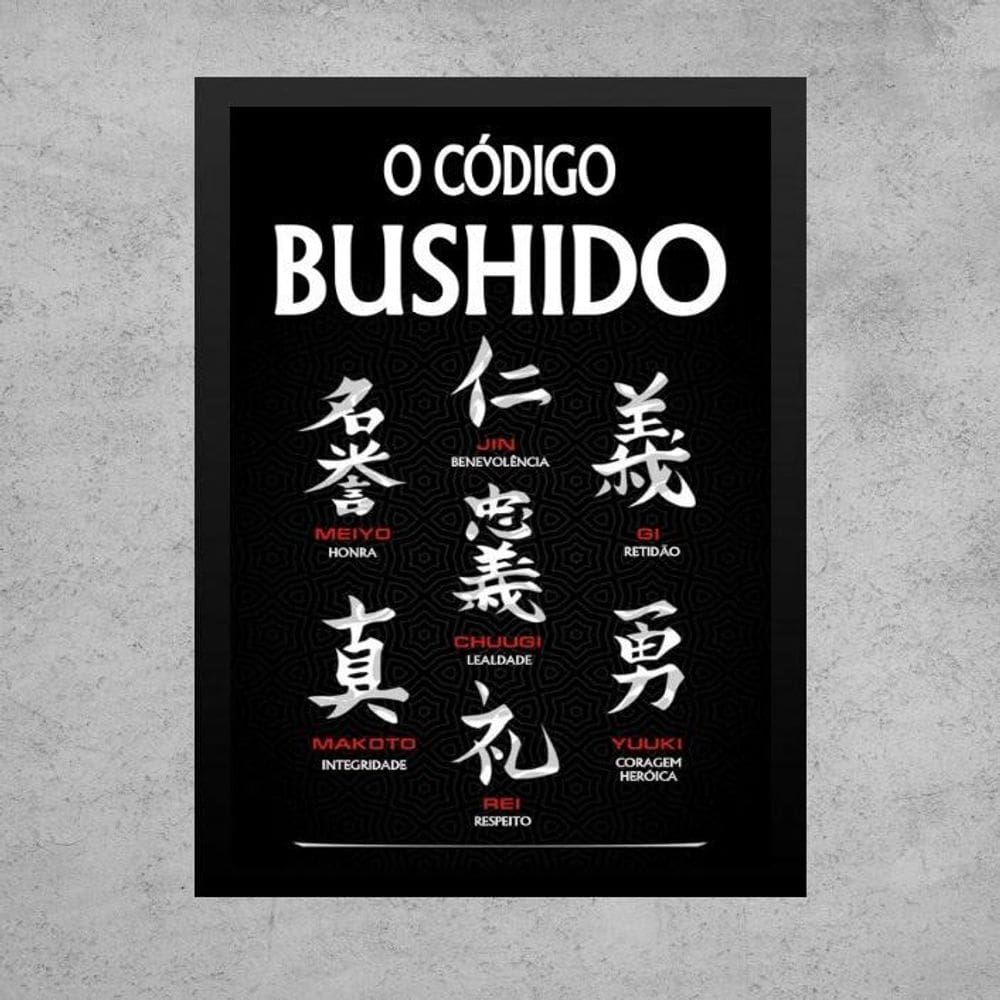 Quadro Código Bushido - 7 Virtudes Samurai 45X34Cm - Vidro