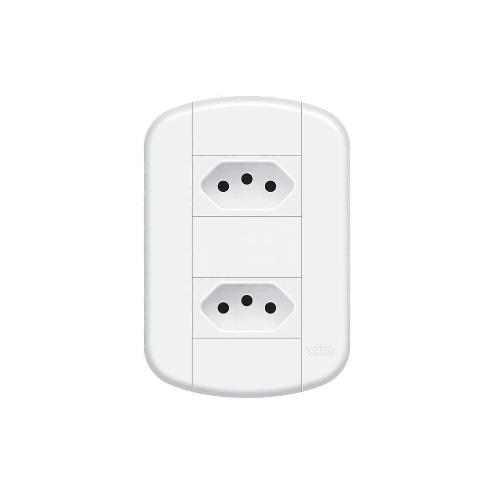 Tomada Dupla Fame Blanc+ 2P+T 10A com Placa 4x2 Branca