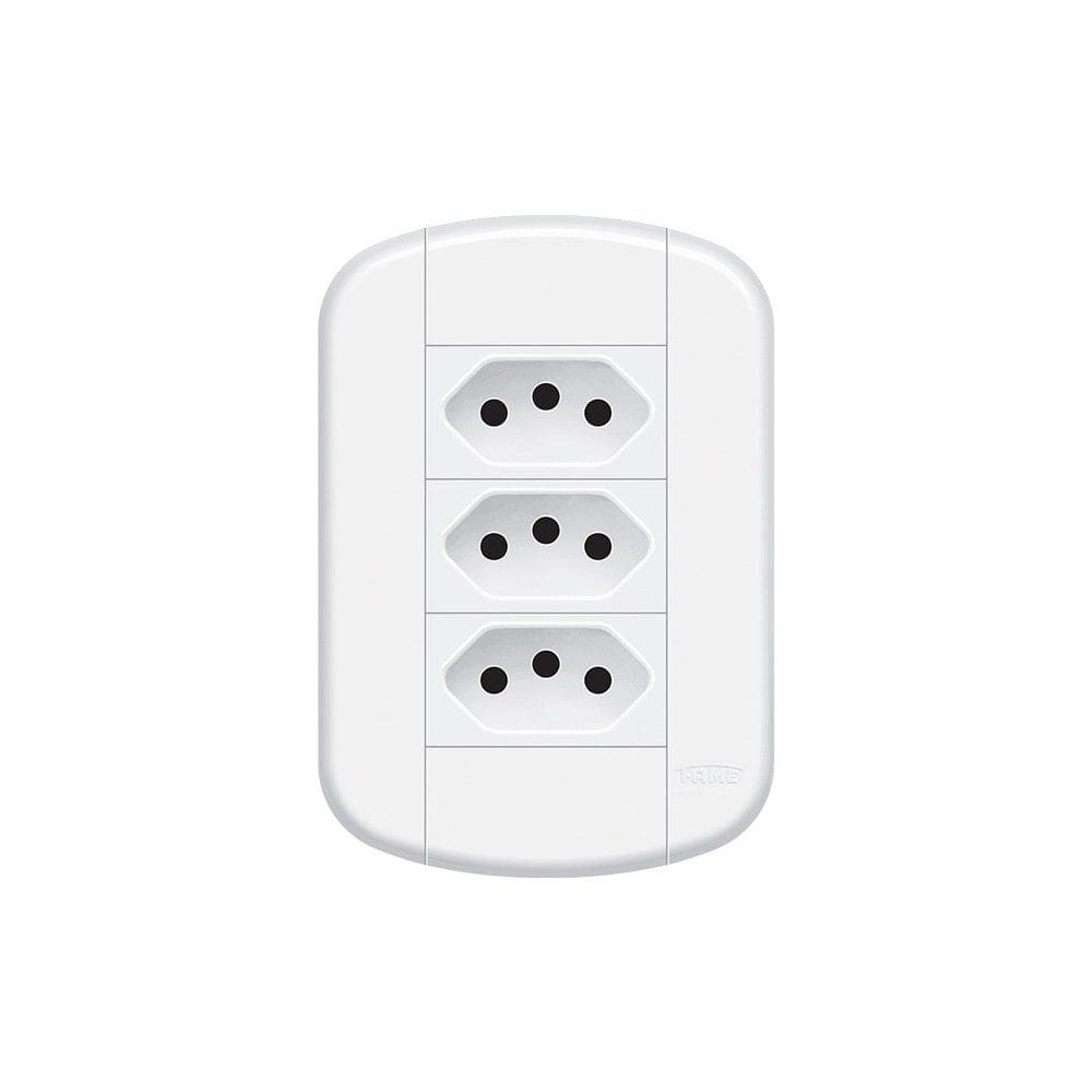Tomada Tripla Fame Blanc+ 2P+T 20A com Placa 4x2 Branca