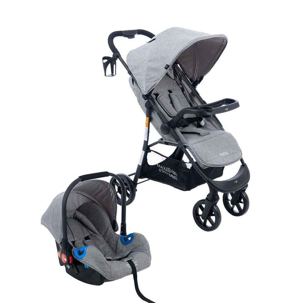 Carrinho De Bebê E Bebê Conforto Startravel Maxi Baby Cinza