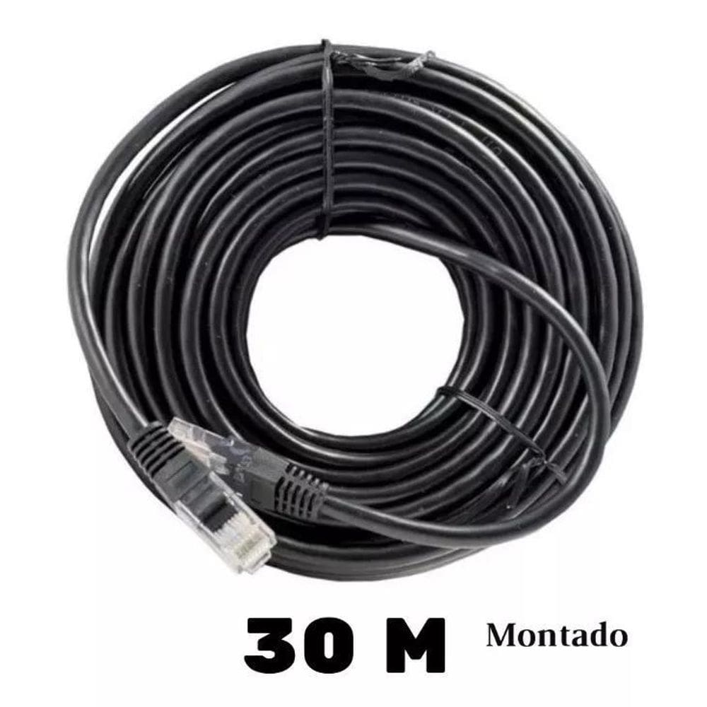 Cabo De Rede Com 30 Metros Lan Montado Preto Rj45 - Top