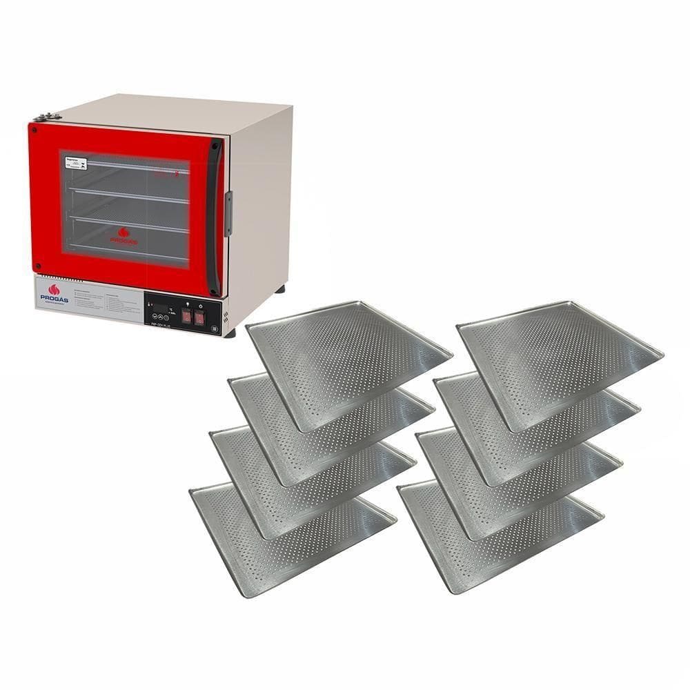 Forno Turbo Prp-004 Plus 110V Vermelho Progás + 8 Assadeiras Cimapi 110V