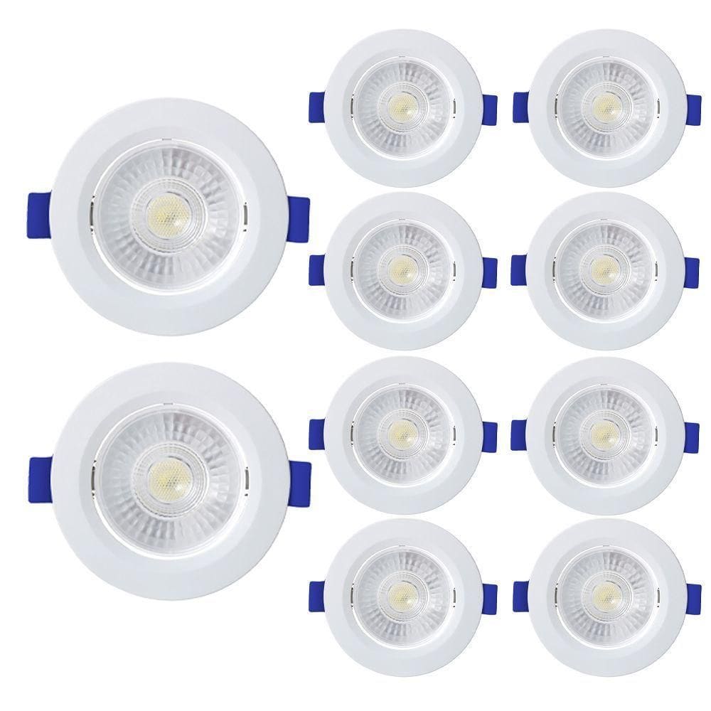 Kit 10 Spot De Led Embutir Slim Mr16 Redondo 6w Bivolt 3000k Quente