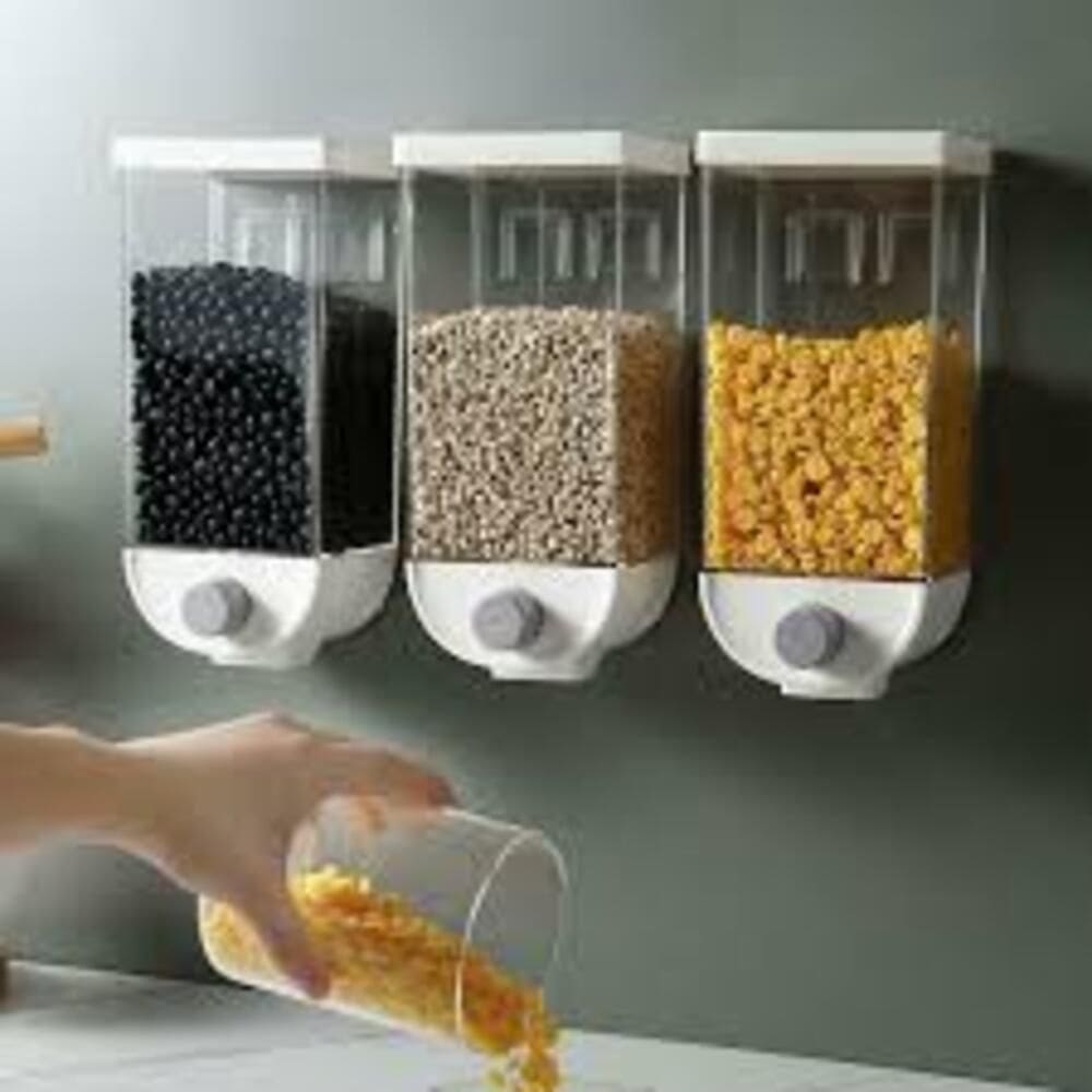 Dispenser Alimentos Parede Touch Porta Cereal Mantimentos 1 Litro Hermetico Luxo