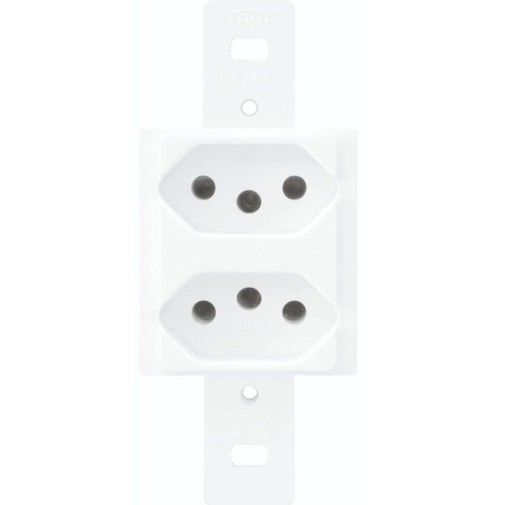 2 Tomadas 2p+t 10a 250 Volts Distanciadas Blanc - 1337 - Fame 2 Tomadas 10a S-placa Blanc 1337 Fame