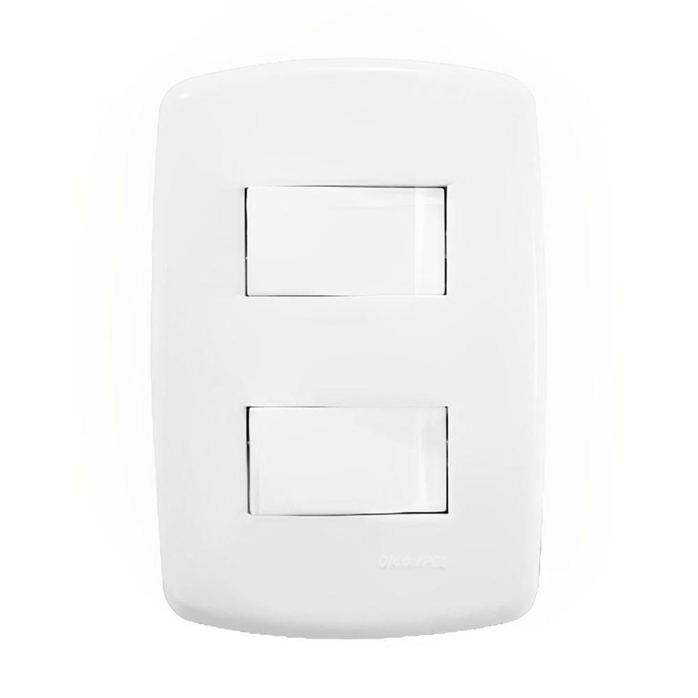 2 Interruptores Simples Com Placa Branca - Dc-8100-5 - Dicompel