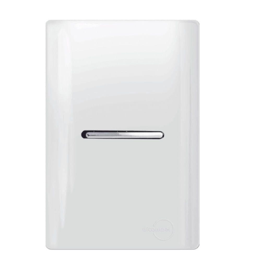 Interruptor Simples Horizontal Cromado Com Placa 4x2 Branco - Dc-12002 - Novara