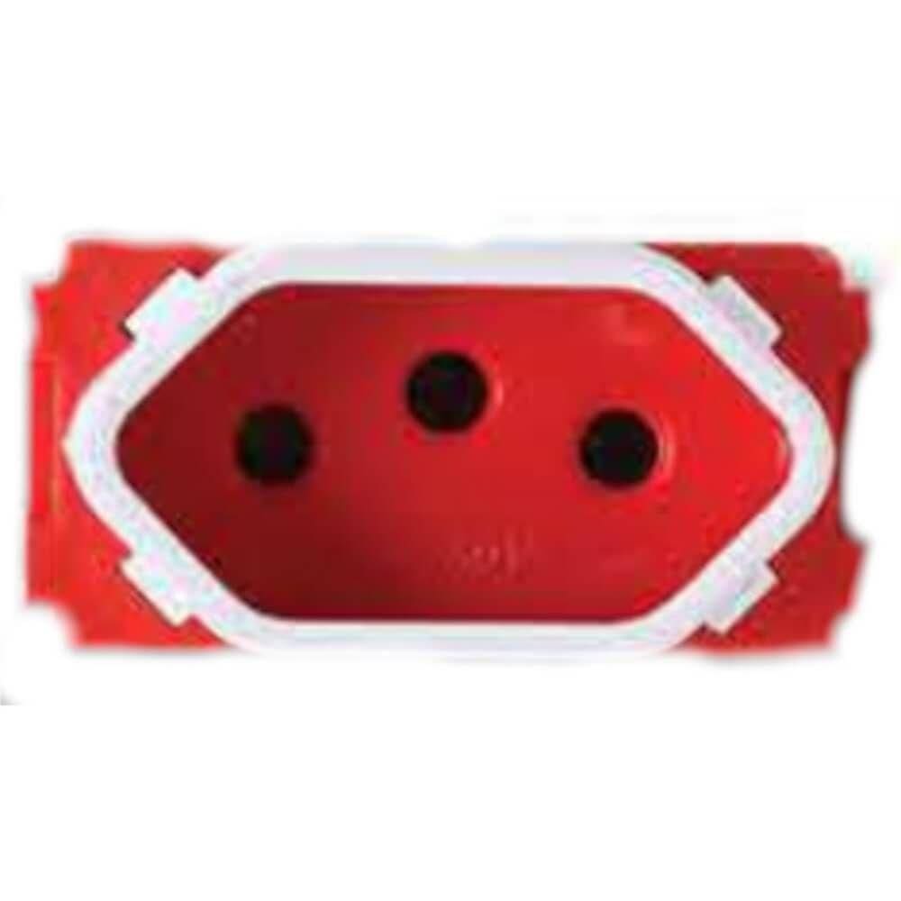 Módulo De Tomada Universal 2p+t Vermelho E Branco De 20 Ampères Da Linha Novara - 1100-77 - Dicompel