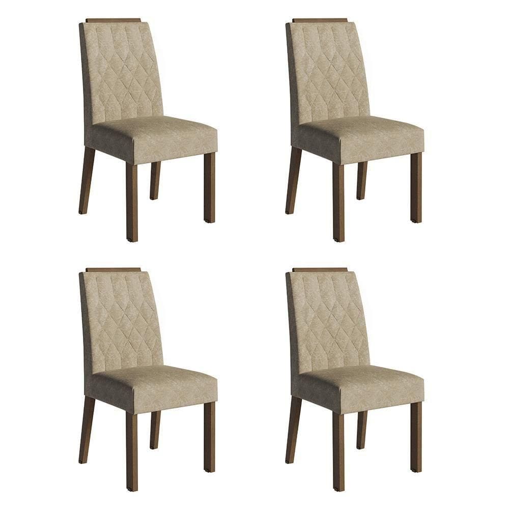 Kit 4 Cadeiras De Jantar 4256 Com Espaldar Rustic-imperial Madesa