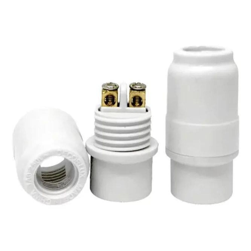 10X Kit 10 Bocal Pendente Soquete E14 Plástico Branco Decor
