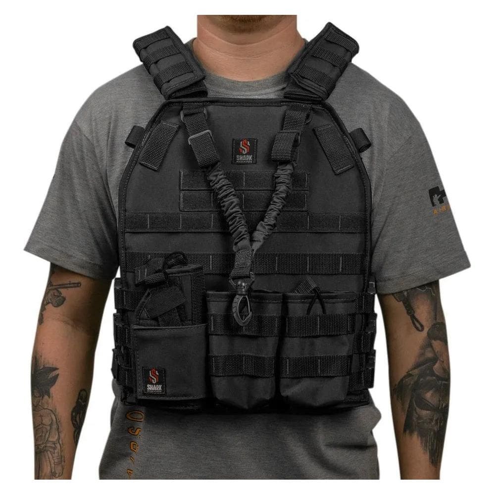 10X Colete Plate Modular Shark + 4 Acessorios Molle + Bando