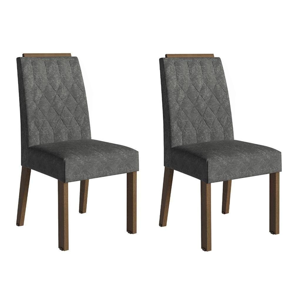 Kit 2 Cadeiras De Jantar 4256 Com Espaldar Rustic-silver Madesa