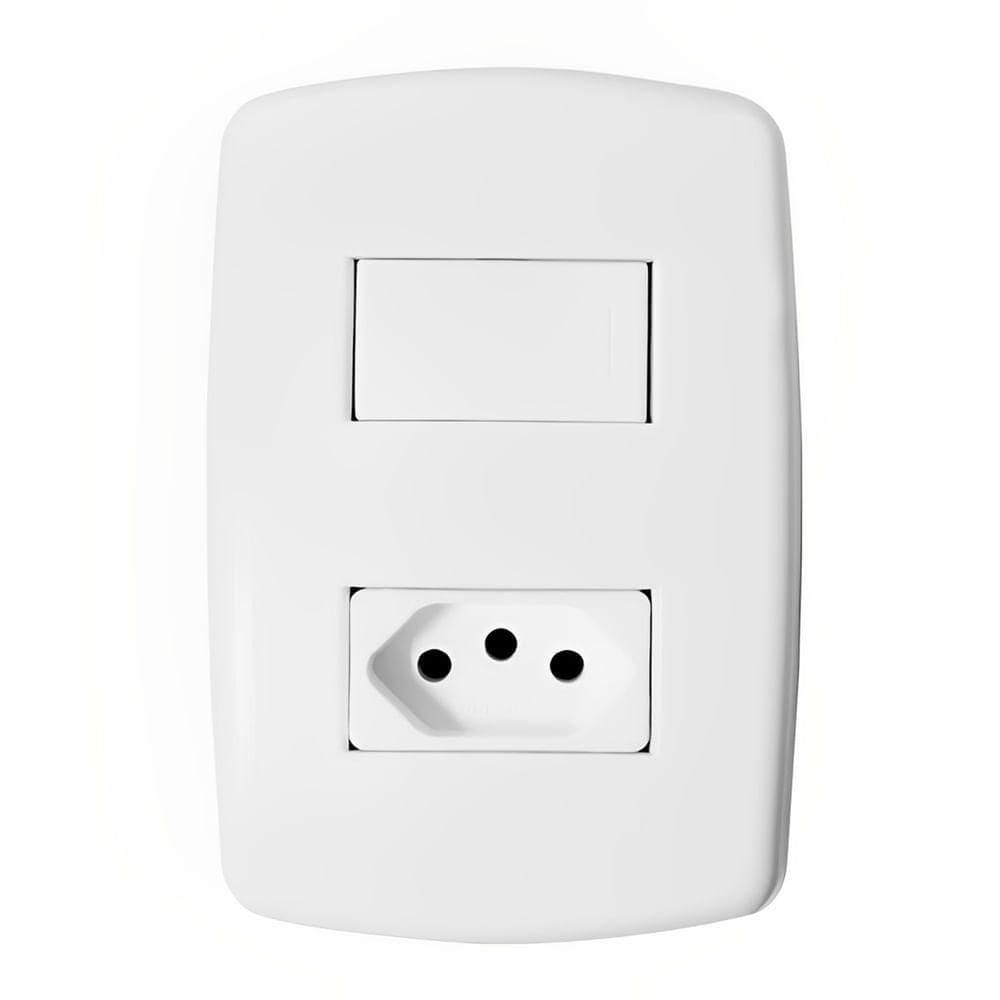 Interruptor Simples + 1 Tomada Unidade 2p+t 10a Com Placa - Dc-8100-15 - Dicompel