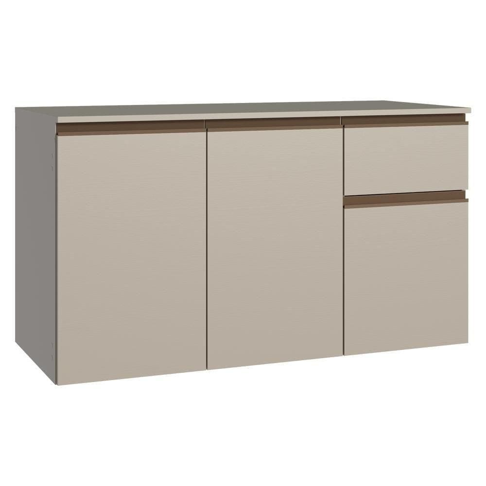 Balcão De Cozinha 120 Cm 3 Portas 1 Gaveta Suspenso Nice Madesa Crema
