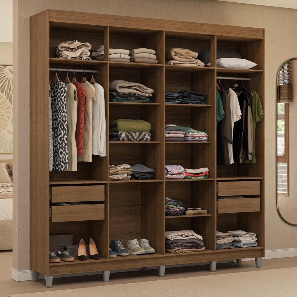 Guarda-roupa Closet Com Pés 4 Gavetas 216cm Rustic Venus Madesa